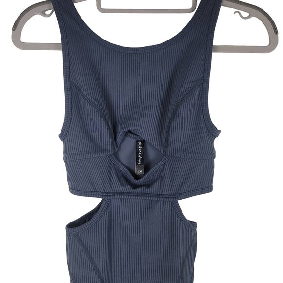 For Love & Lemons Chloe Midnight Blue Ribbed One Piece Workout Jumpsuit XXS NWT - Picture 2 of 7